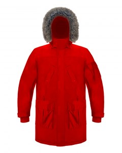 Куртка зимняя мужская красная с мехом